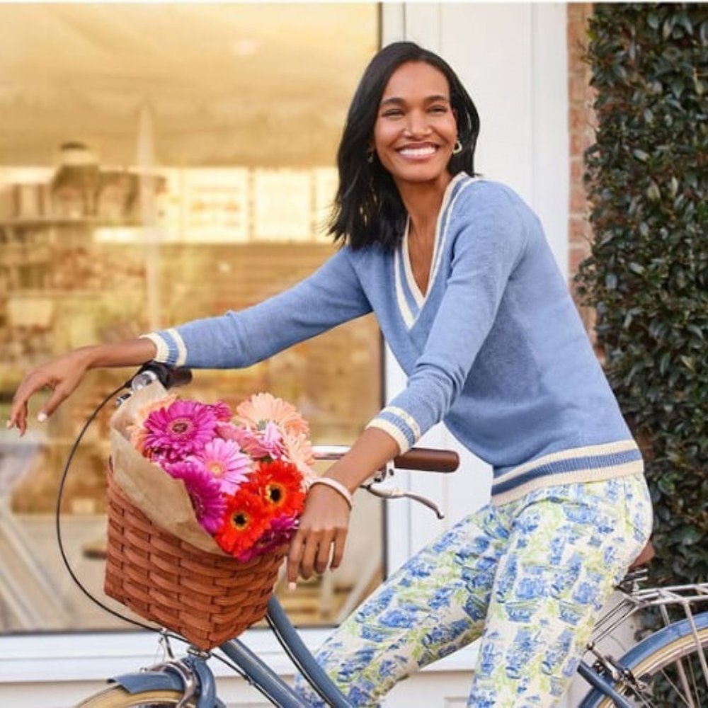 💙 NEW Talbots Blue Linen V-Neck Cricket Sweater 2X